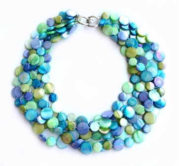 Mother Of Pearl Necklace Blue and Green (Multi colors and sizes)