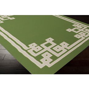 Fret Collection Wool Flat Weave Rug Garden Green (NEW)