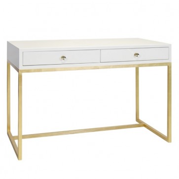 Chelsea White Lacquer & Gold Desk