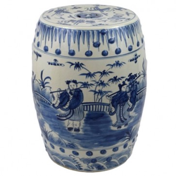 Blue & White Qing Dynasty Ceramic Garden Stool