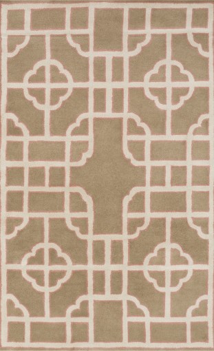 Fret Collection Wool Hand Tufted Plush Rug Camel (NEW)