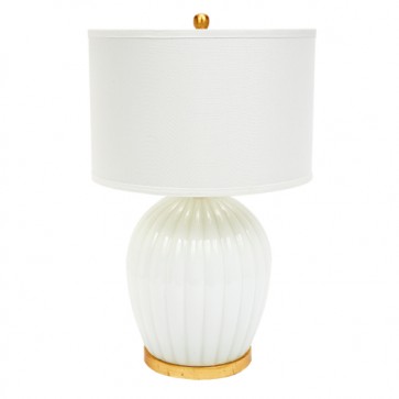 White Glass Scalloped Lamp and Gold