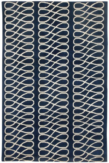 Luxury Collection Hand Knotted Trellis Rug Navy (CLEARANCE SALE)