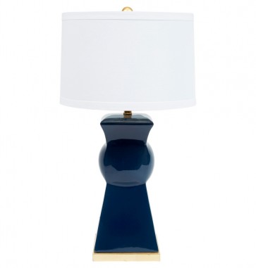 Elegant Modern Navy Ceramic Lamp with Gold