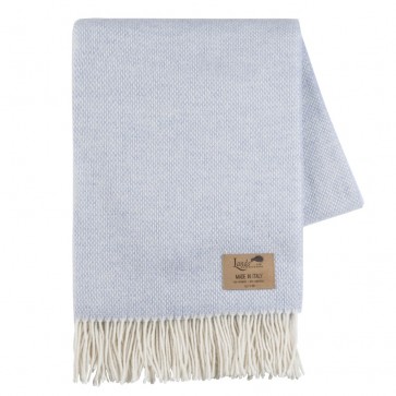 Tuscany Light Blue Cashmere Lambswool Throw Blanket
