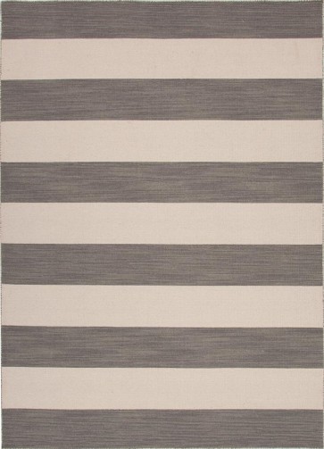 Striped Pura Vida Wool Rug Gray