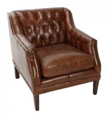 Cigar Leather Tufted Henry Club Chair