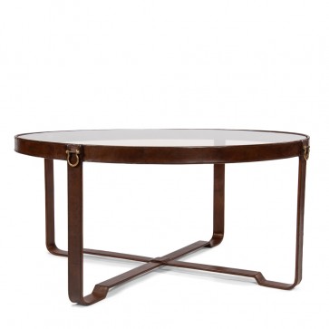 Leather Equestrian Designer Cocktail Table