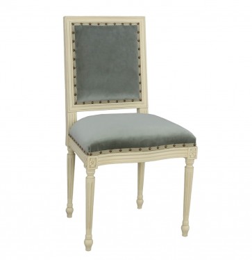 Luxury Cream and Sea Blue Velvet French Dining Chair (Options)