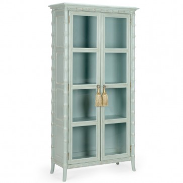 Yarmouth Blue Bamboo Cabinet Armoire 