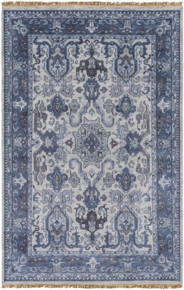 Navy Blue Hand Knotted Luxury Wool Rug