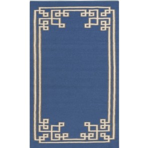 Fret Collection Wool Flat Weave Rug Blue (NEW)