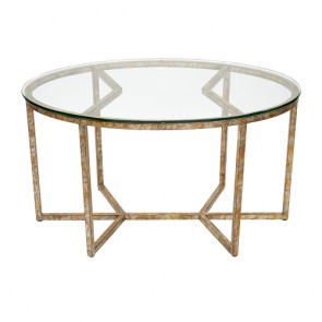 Antiqued Geo Oval Glass Coffee Table