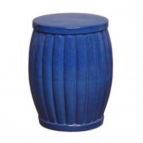 Fluted Ceramic Garden Stool Cobalt Blue (sizes)