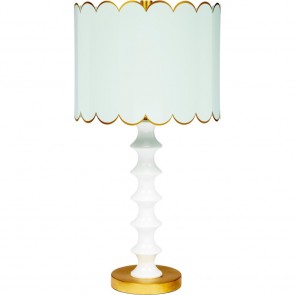 Lilly White Gold Scalloped Table Lamp Duck Egg