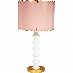 Lilly White Gold Scalloped Table Lamp Blush