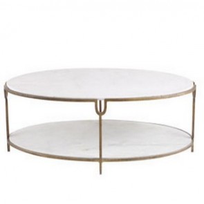 Oval Marble Cocktail Table Hammered Iron 