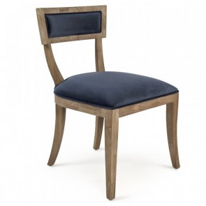  Navy Blue Velvet Limed Klismos Dining Chair