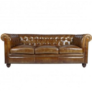 Saddle Cognac Chesterfield Leather Sofa
