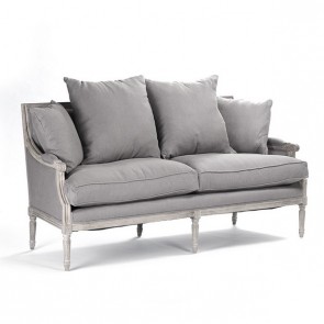 Louis Classic Down Settee and Sofa in Gray (Sizes)