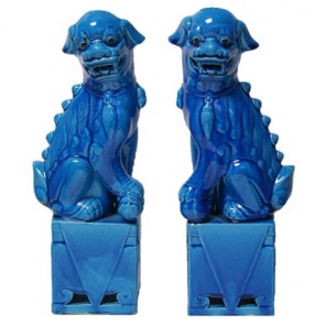 Pair of Foo Dog Bookends Turquoise