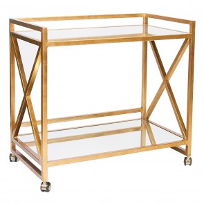Whiskey Polished Stainless or Gold X Bar Cart