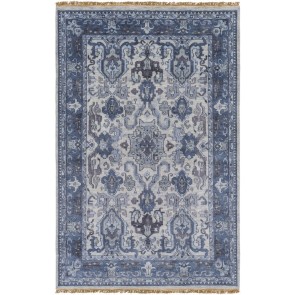 Navy Blue Hand Knotted Luxury Wool Rug