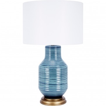 Aged Blue Ceramic Vase Lamp 