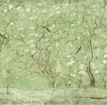 Entire Wall Wallpaper Emerald Ming Garden Scene 20ft