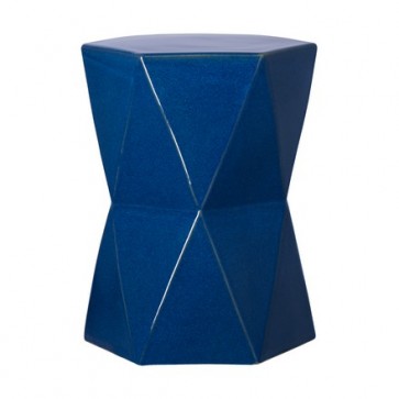 Sapphire Navy Blue Ceramic Hexagonal Concave Stool