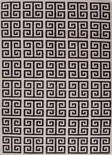 Greek Key Flat Wool Rug Black & White LIMITED