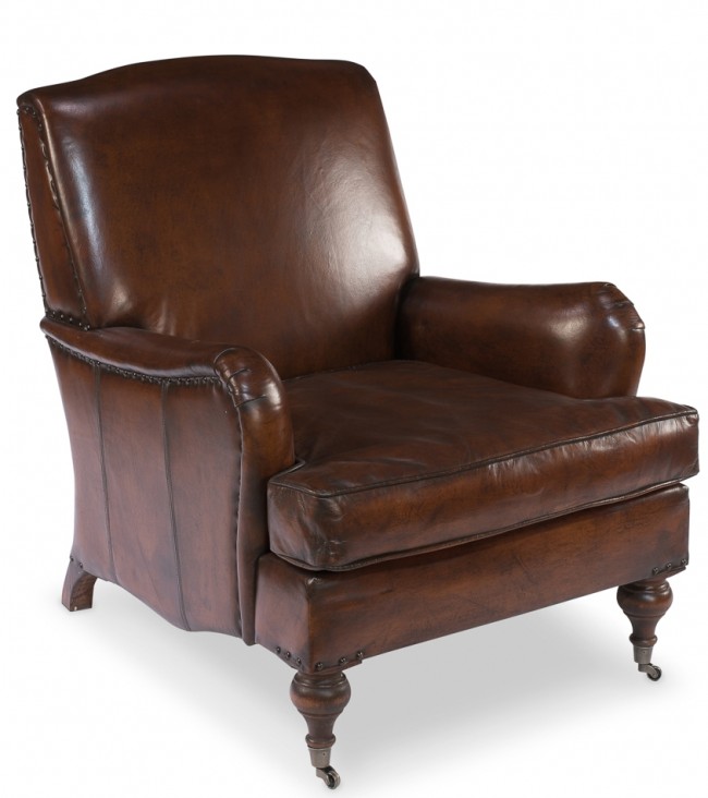 Port Talbot Leather Roll Arm English Chair, English Roll Arm Leather Sofa