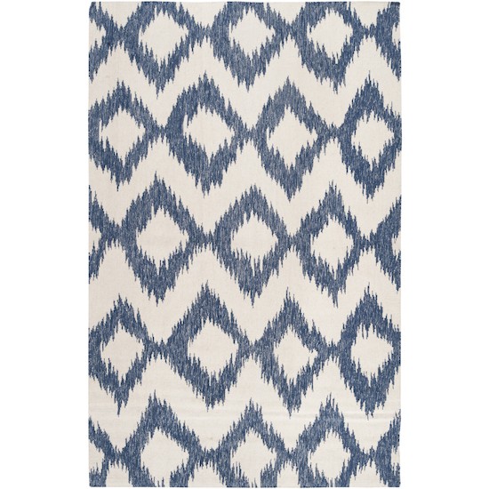 Ikat Wool Rug Navy White, Navy Blue And White Rug
