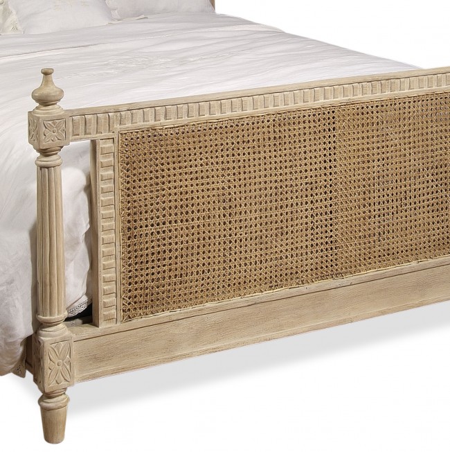 Vincennes Luxury Carved French Cane Bed, French Cane Bed Frame Queen