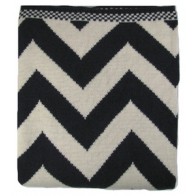 Chevron Luxury Cotton Throw Blanket Black White
