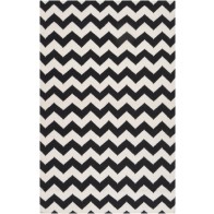 Chevron Wool Flat Weave Rug Black & White (Limited)