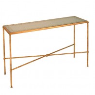Greek Key Iron Reversed Glass Console Table