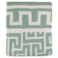 Greek Key Luxury Cotton Throw Blanket Aqua