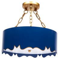 Lilly Navy Gold Scalloped Semi Flush 