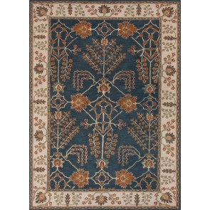 Hand Tufted Plush Poeme Berries Wool Rug Navy