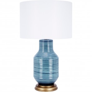 Aged Blue Ceramic Vase Lamp 