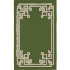 Fret Collection Wool Flat Weave Rug Garden Green (NEW)