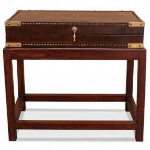 British Campaign Walnut Side Table 
