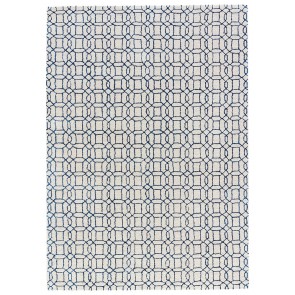 Plush Moroccan Tile Luxury Rug Blue & Ivory