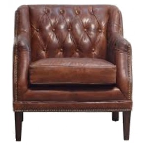 Cigar Leather Tufted Henry Club Chair