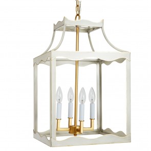 Lilly Cream Gold Scalloped Lantern 