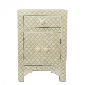 Bone Inlay Luxury French Chest and Nightstand Soft Mint