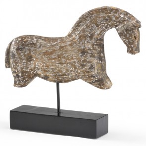 Greek Aged Wood Horse Sculpture
