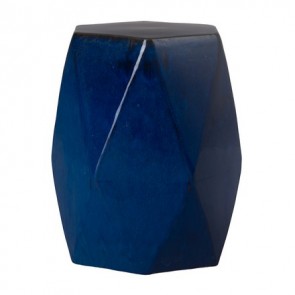 Sapphire Navy Blue Ceramic Convex Hexagonal Stool