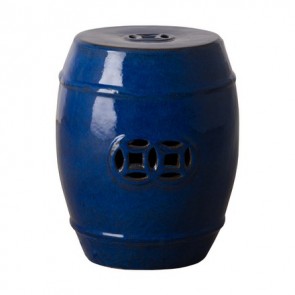 Sapphire Navy Blue Ceramic Drum Stool
